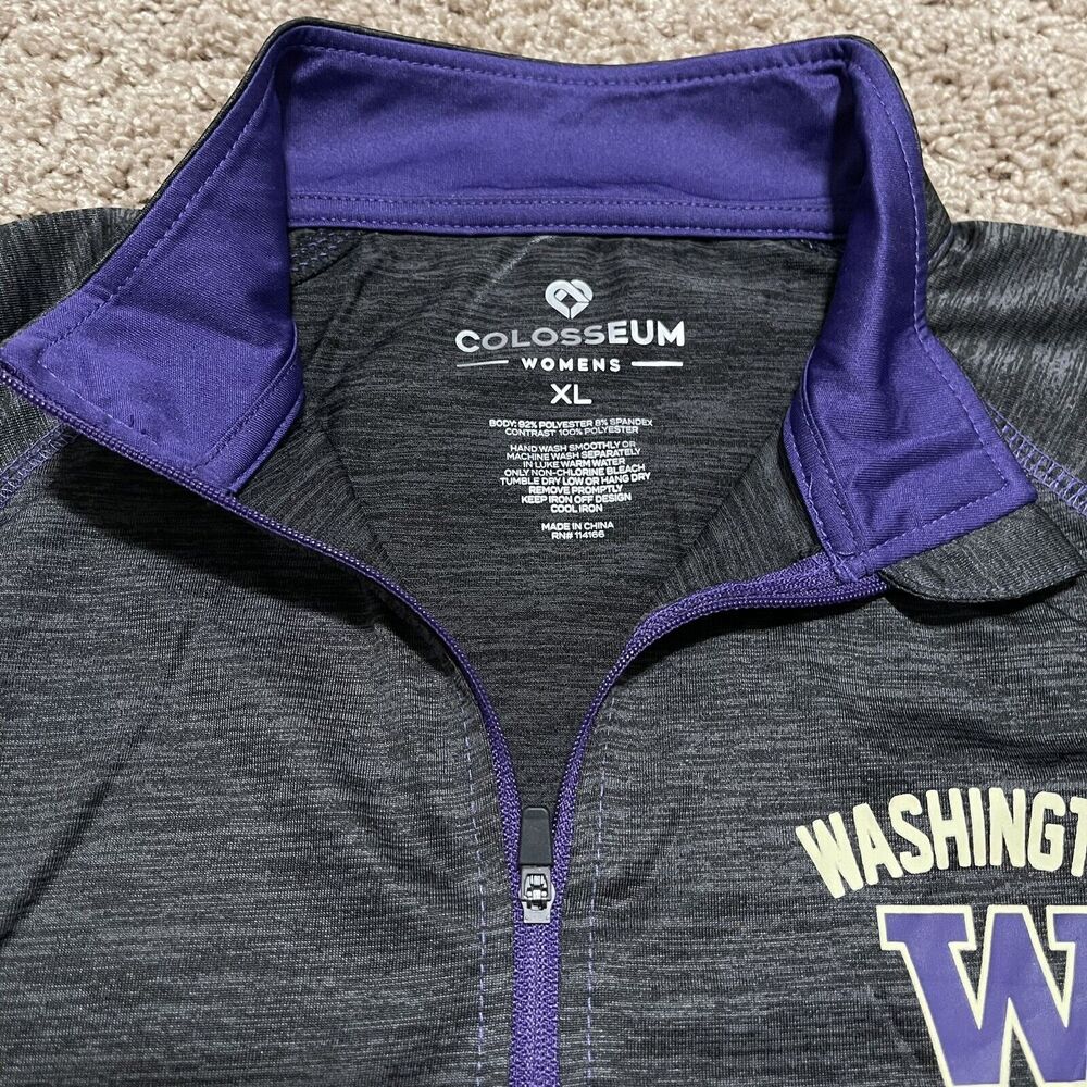 University of Washington Huskies Sweatshirt Womens XL Charcoal Grey 1/4 Zip NCAA - Picture 3 of 8